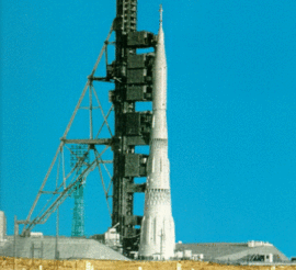 Dos cohetes N-1 en el Cosmódromo de Baikonur en 1969 (NASA)