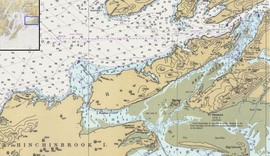 Localización del Orca Inlet (y encima la bahía Orca, al otro lado de la isla Hawkins)