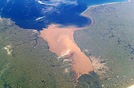 Vista aérea del Río de la Plata desde el noroeste
