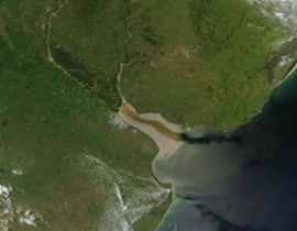 Vista de satélite del Río de la Plata