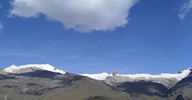 Picos de la Sierra Nevada del Guicán, Cocuy, Chita vistos desde el Guicán, a la izquierda el Ritacuba Blanco