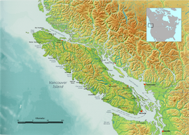 Localización de las  islas (mapa de la isla de Vancouver)