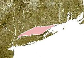 El Long Island Sound resaltado en rosa