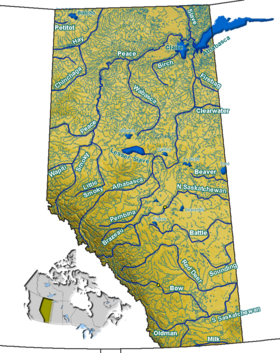 Mapa hidrográfico de Alberta