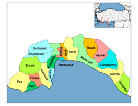 Localización del golfo de Antalya