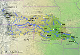 Localización en la cuenca del Arkansas
