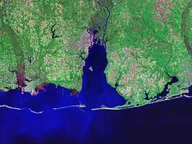 Fotografía de satélite de la bahía Mobile (Programa Landsat)