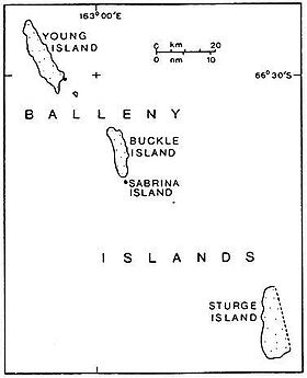 Mapa de las islas Balleny