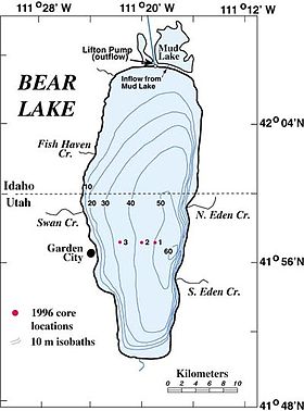 Mapa batimétrico del lago