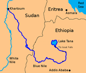 Mapa de l río Nio Azul, en el que aparece el lago
