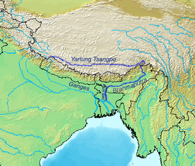 Localización del río Brahmaputra
