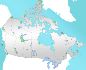 Localización del hito nacional en Canadá