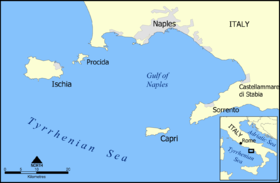 Ubicación del golfo de Nápoles.