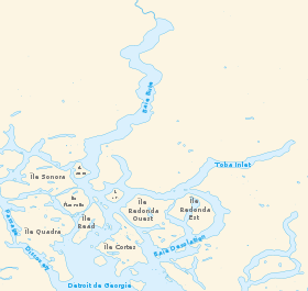 Localización del Bute Inlet, que conecta al sur con el estrecho de Georgia