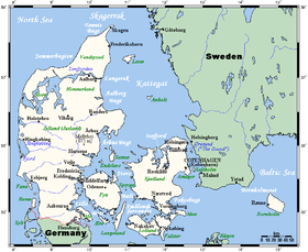 Localización del Pequeño Belt en Dinamarca