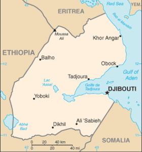 Mapa de la región del golfo deTadjoura