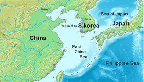 Mapa de la región del mar de China Oriental