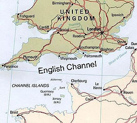 Mapa de la región del canal de la Mancha