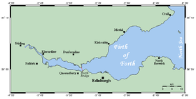 Mapa de la región del fiordo de Forth
