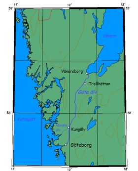 Mapa del río Göta älv.