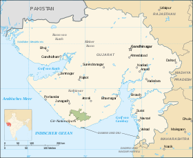 Mapa de la  región del golfo de Kutch  (estado de Guyarat)