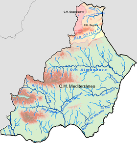 Localización del Adra en la provincia de Almeria