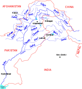 Localización del río Beas en la cuenca del río Indo