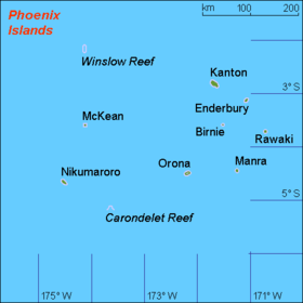 Mapa de las islas Fénix.