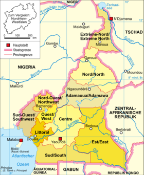 Localización del río Sanaga, en el centro de Camerún