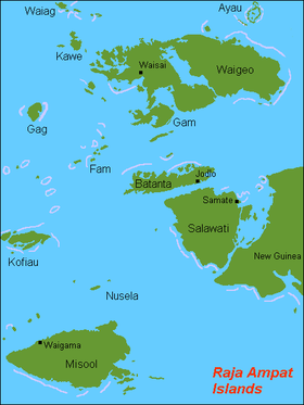 Mapa de las islas Raja Ampat