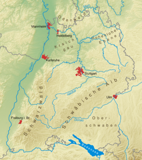 Localización del río Kinzig (no está rotulado)