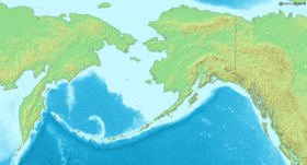 Mapa del mar de bering, con la península de Kamchatka y Alaska.