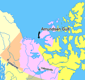 Localización del golfo de Amundsen.     Nunavut     Territorios del Noroeste     Yukón