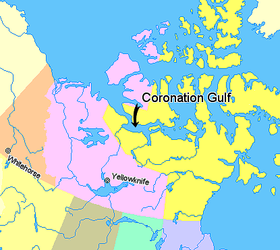 Localización del golfo de la Coronación.     Nunavut     Territorios del Noroeste     Yukón