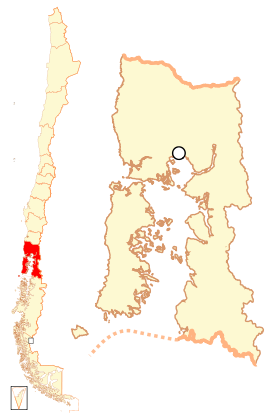 Localización del golfo (Mapa de la X Región de Los Lagos)