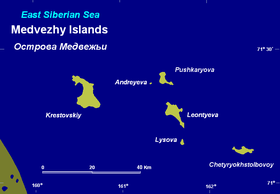 Mapa de las islas Medvyezhi (en ruso)