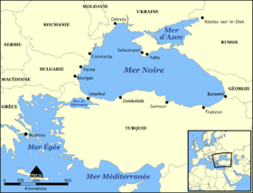 Mapa del mar Negro, con el mar de Azov