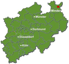 Deutschlandkarte, Position von Minden