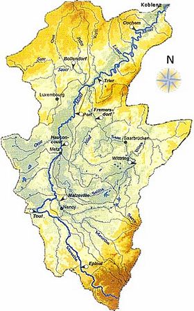 Localización del Sarre en la cuenca del Mosela