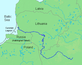 Localización aprox. de la boca del río Šešupė en el Nemunas (el río Šešupė no está representado)