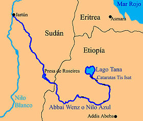 El río Nilo Azul a su paso por Etiopía y Sudán