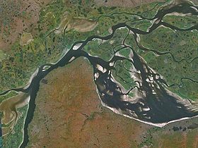 Foto de satélite, interior del golfo del Obi