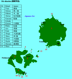 Mapa de las islas Oki