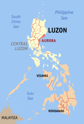 Situación de la provincia de Aurora en el mapa provincial de Filipinas