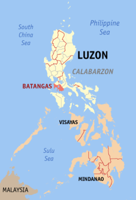 Situación de la provincia de Batangas en el mapa provincial de Filipinas