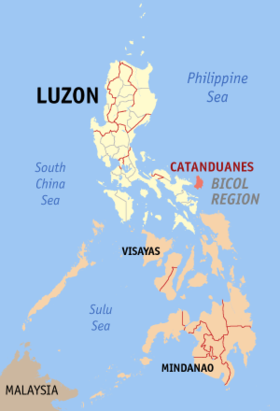 Situación de la provincia de Catanduanes en el mapa provincial de Filipinas