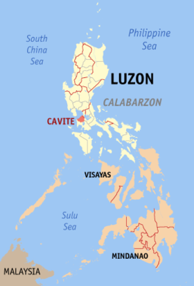 Situación de la provincia de Cavite en el mapa provincial de Filipinas