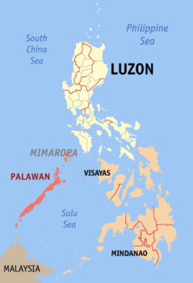 Situación de la provincia de Palawan en el mapa provincial de Filipinas