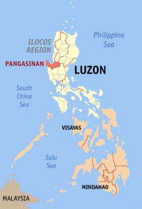 Situación de la provincia de Pangasinán en el mapa provincial de Filipinas