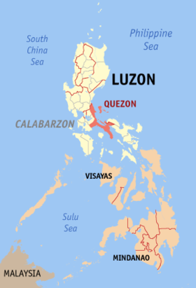 Situación de la provincia de Quezon en el mapa provincial de Filipinas